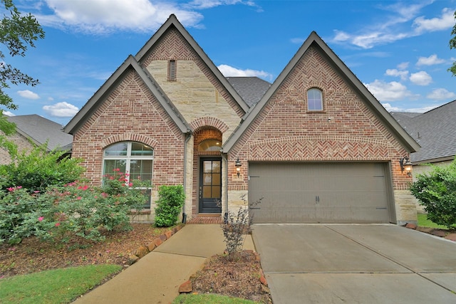 16715 Ramsay Cascades Dr, Humble, TX 77346 - view of front of property featuring brick siding, driveway, roof with shingles, and stone siding