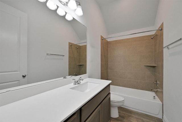 16715 Ramsay Cascades Dr, Humble, TX 77346 - full bath featuring wood finished floors, toilet, shower / washtub combination, and vanity