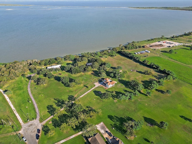 aerial view with a water view and a rural view