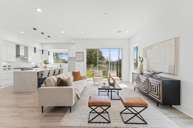 living room featuring light hardwood / wood-style flooring