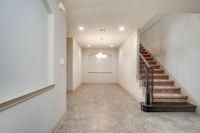 interior space with an inviting chandelier