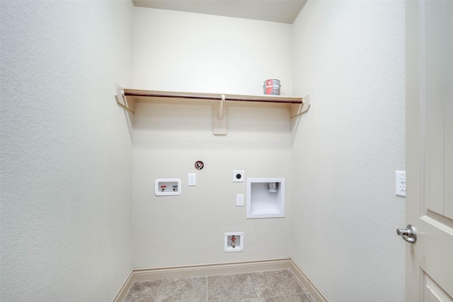 laundry room featuring hookup for a gas dryer, electric dryer hookup, washer hookup, and light tile patterned floors