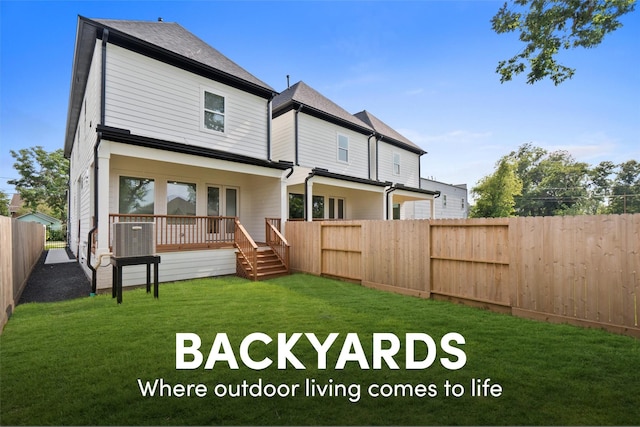 501 E 39th St, Houston, TX 77022 - back of property with a fenced backyard and a wooden deck