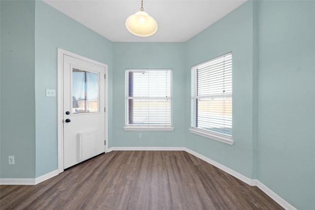 foyer entrance featuring dark hardwood / wood-style flooring