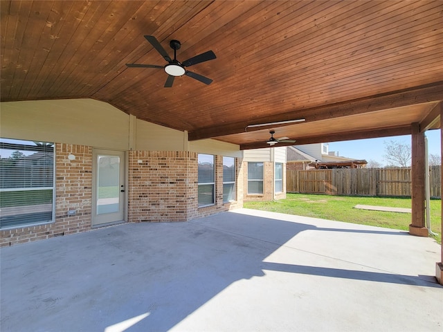 view of patio / terrace featuring ceiling fan