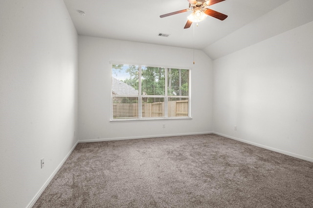 114 Kohen Ct, Montgomery, TX 77316 - carpeted empty room featuring ceiling fan, baseboards, lofted ceiling, and a smoke detector