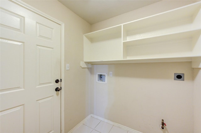 laundry room featuring hookup for a gas dryer, electric dryer hookup, washer hookup, and light tile patterned floors