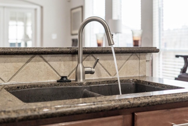 room details with sink and stone countertops