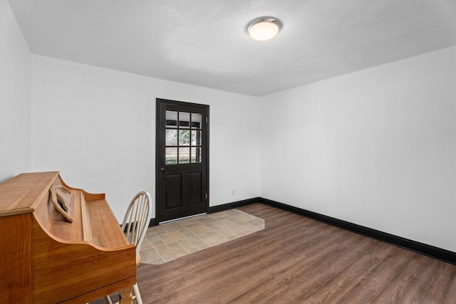 foyer with wood-type flooring