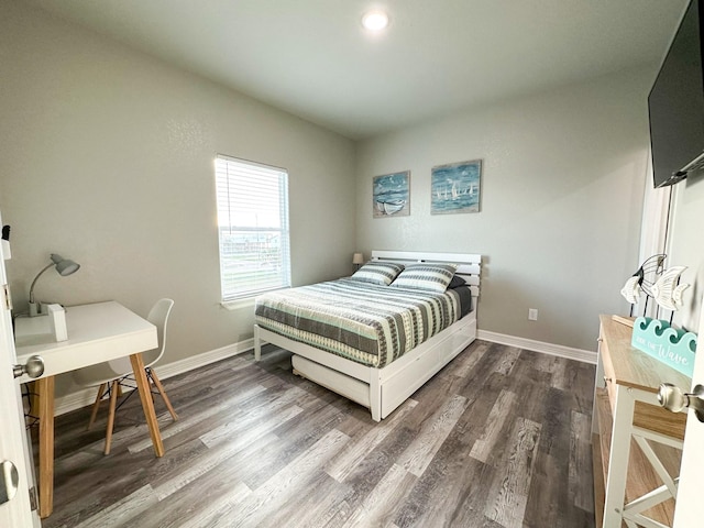 bedroom featuring dark wood-type flooring