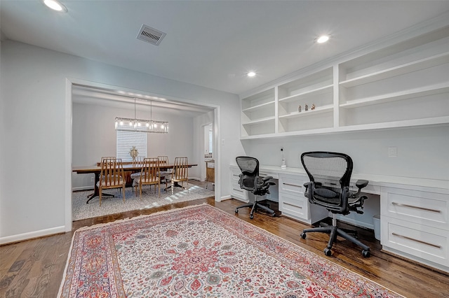 office area featuring wood-type flooring