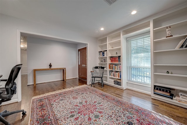 office area with dark wood-type flooring