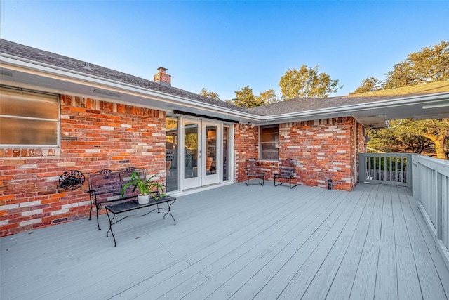 wooden terrace with french doors