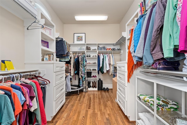 spacious closet with light hardwood / wood-style floors