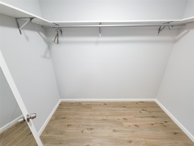 spacious closet with light hardwood / wood-style floors