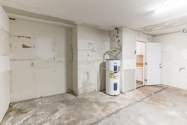 basement featuring water heater