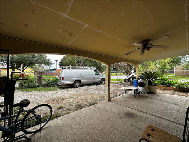 view of patio with ceiling fan