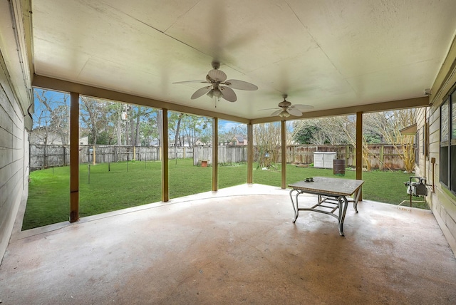 view of unfurnished sunroom