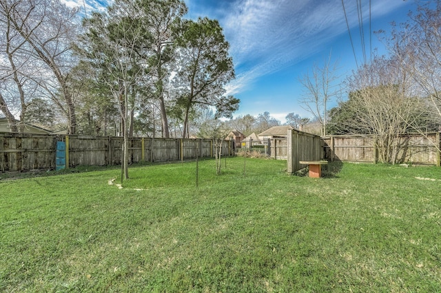 view of yard featuring a fenced backyard