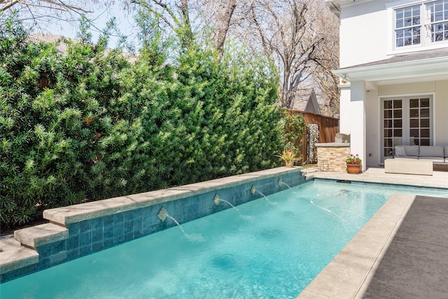 view of pool featuring fence and a fenced in pool