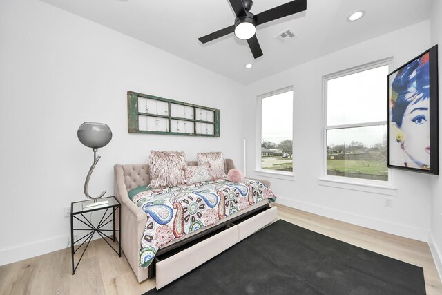 9026 Scott St, Houston, TX 77051 - bedroom with recessed lighting, visible vents, baseboards, and wood finished floors