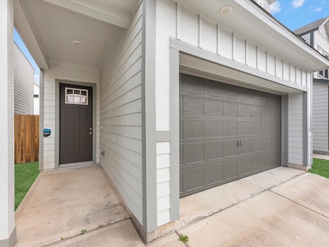 view of garage