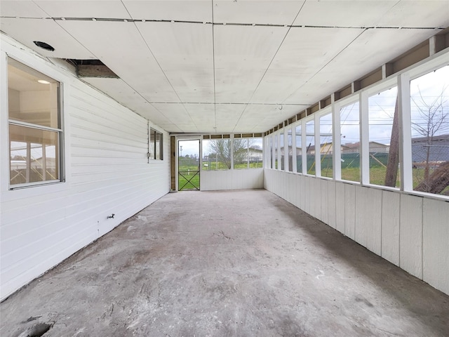 view of unfurnished sunroom