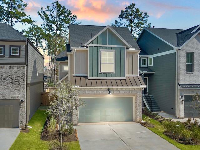 view of front of house with a garage