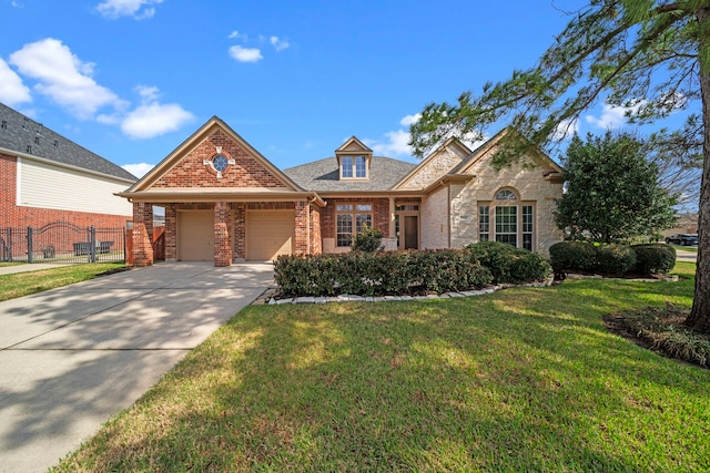 view of front of home with a garage and a front yard