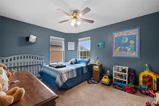 21324 Village Crossing Ln, Porter, TX 77365 - bedroom featuring carpet flooring and a ceiling fan