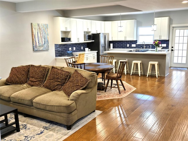 living room featuring wood-type flooring