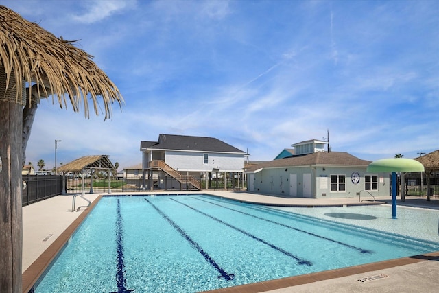 view of pool featuring a gazebo