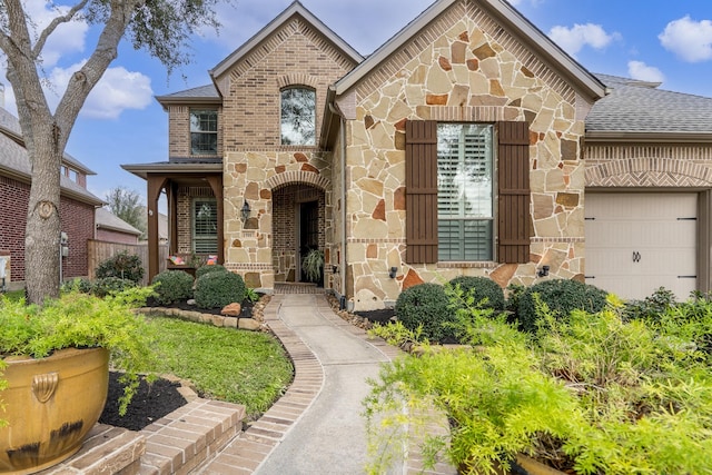 view of front of house with a garage