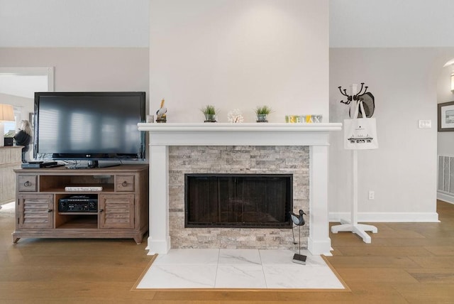 living room with wood-type flooring