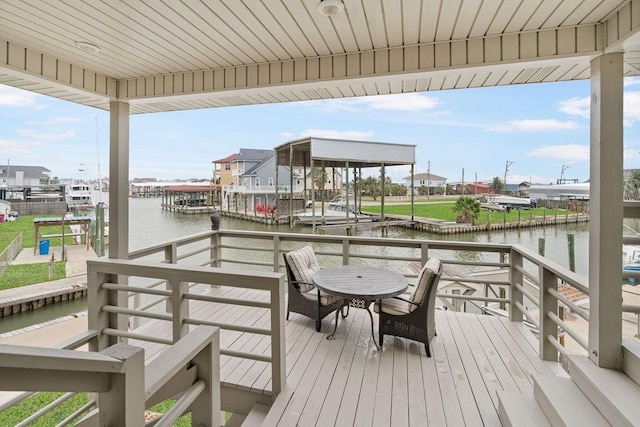 dock area featuring a water view