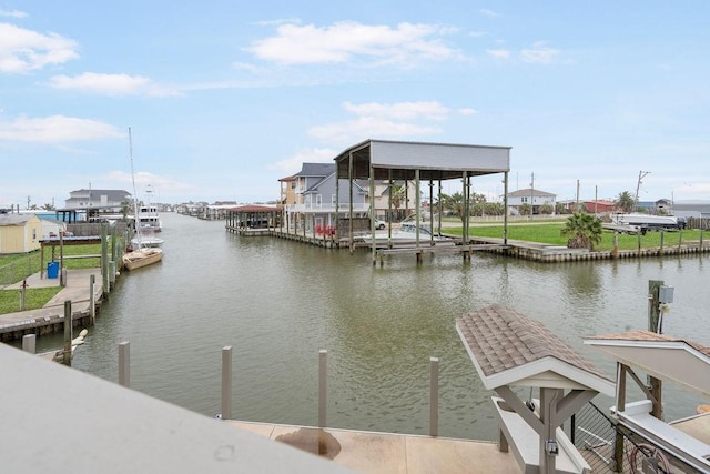 view of dock featuring a water view