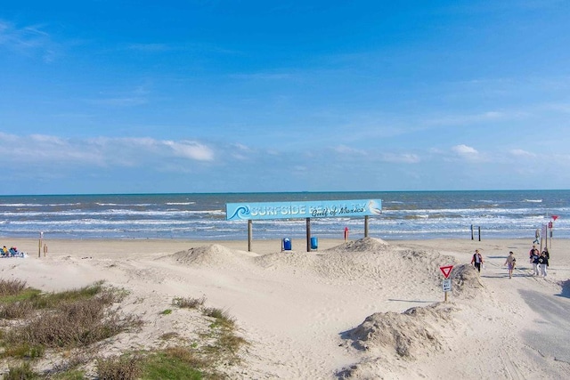 view of water feature with a view of the beach