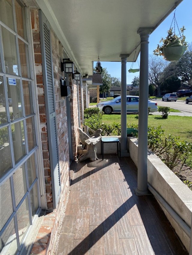 wooden deck with covered porch