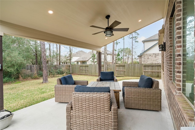 view of patio / terrace with ceiling fan