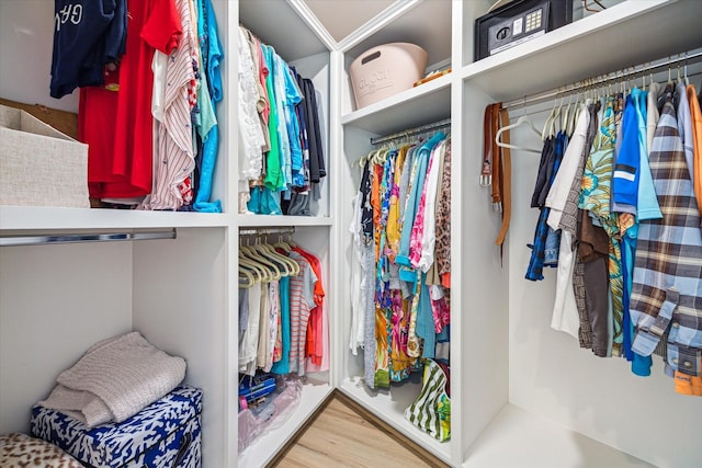 spacious closet with wood finished floors