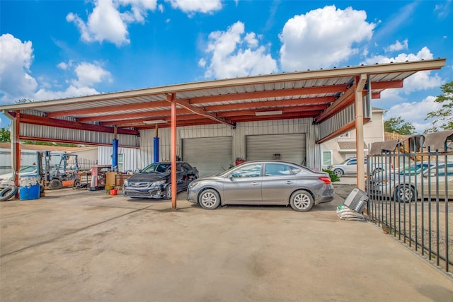 view of parking / parking lot with a carport