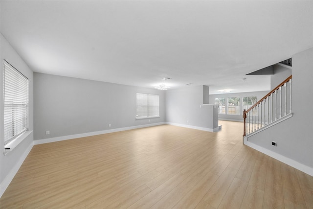 unfurnished living room featuring light wood-type flooring