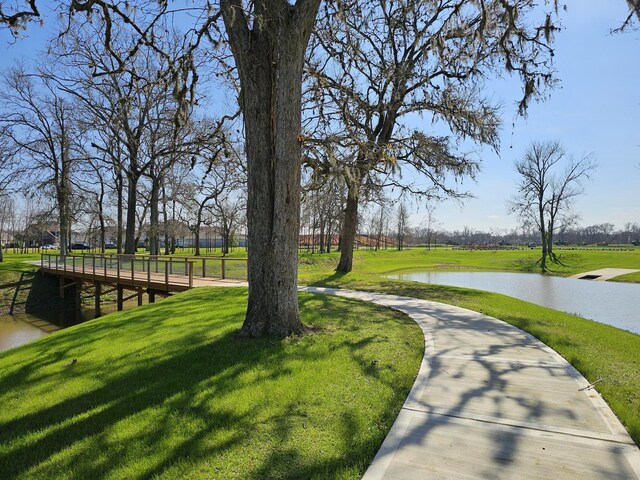 32646 Fly Fish Way, Fulshear, TX 77441 - view of property's community featuring a water view and a lawn