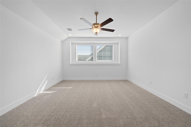 32646 Fly Fish Way, Fulshear, TX 77441 - unfurnished room with a ceiling fan, light colored carpet, baseboards, and vaulted ceiling