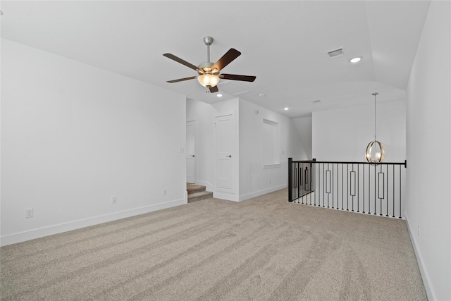 32646 Fly Fish Way, Fulshear, TX 77441 - carpeted empty room with recessed lighting, a chandelier, baseboards, and ceiling fan