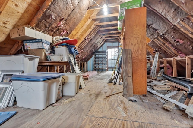 view of unfinished attic