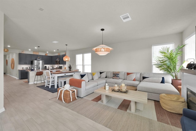 living room featuring light hardwood / wood-style floors