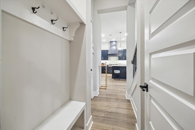 mudroom with light wood-type flooring