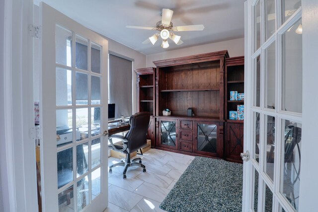 15158 N Heron Heights Way, Magnolia, TX 77354 - office space with ceiling fan and french doors