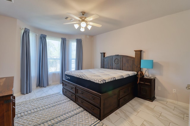 15158 N Heron Heights Way, Magnolia, TX 77354 - bedroom with baseboards, a ceiling fan, and visible vents